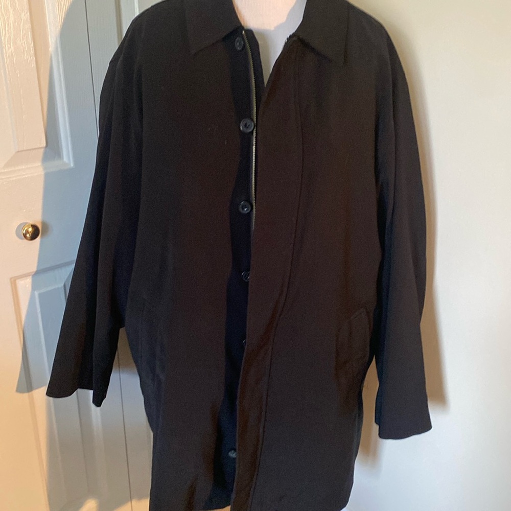 Jos. A. Bank Black Trench Coat/Long Jacket with Removable Lining